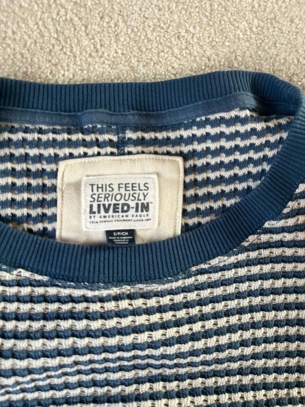 Classic Blue Stripe Women’s Sweater - Picture 2 of 3